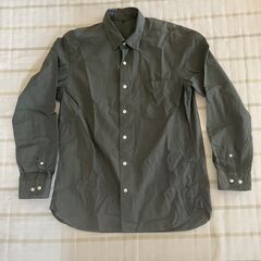 値下げ 良品計画 長袖シャツ　モスグリーン　メンズＬ