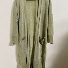 薄手素材 服/ファッション カーディガン レディース グリーン ...