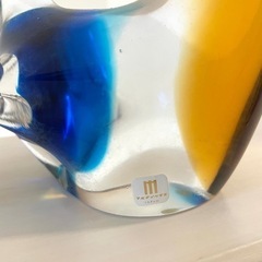 レトロ マルティグラス ガラス スワン親子 ペア 鳥 置物 伝統工芸  白鳥 の画像