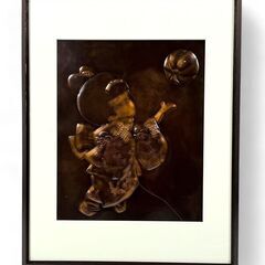 【銅版画？】『少女と手まり』 額サイズ 縦53cm×横41.5cmの画像