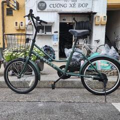 折りたたみ自転車　２０インチ　カゴ　付き　緑　配達可能