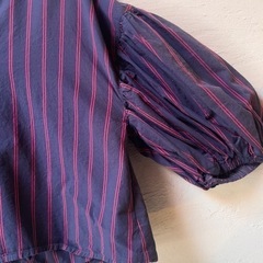 アズール マルチストライプバルーンスリーブブラウスの画像