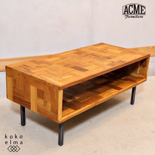 ACME FURNITURE(アクメファニチャー)のTROY(トロイ)コーヒーテーブルです。チーク古材にアイアン脚を合わせたリビングテーブルはブルックリンスタイルなどに。テレビボードとしても♪