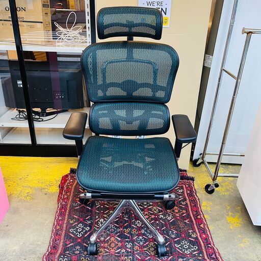 【売約済み】【武蔵小山店】 未使用・保管品　Ergohuman Pro Ottoman　エルゴヒューマン プロ　オットマン内蔵型　ヘッドレスト　EHP-LPL-KM-15 検　EHP-LPL-KM-15　EHP-LPL　OAチェア　オフィスチェア　メッシュ　オットマン　ランバーサポート