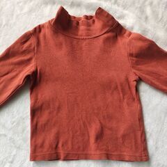 無印良品　ハイネック フライス編みハイネック長袖90 Ｔシャツ えんじ