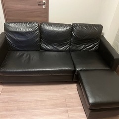 説明書あり。LOWYA 家具 ソファ 3人掛けソファＰＵレザー　ブラックの画像