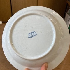 【新品】12枚セット★ 美濃焼★パスタ・カレー皿 21cm リム茶ストライプの画像