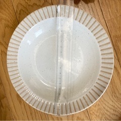 【新品】12枚セット★ 美濃焼★パスタ・カレー皿 21cm リム茶ストライプの画像