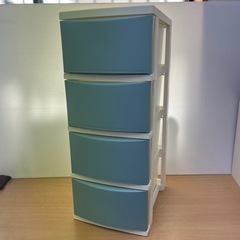 収納家具 引き出し4段 ブルー 
