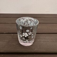 ガラス猪口（桜柄・銀）