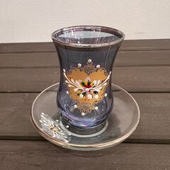 ガラス酒器・受け皿（青）