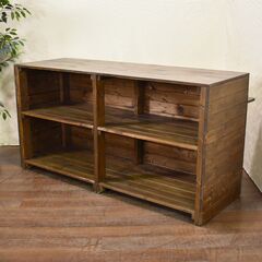 【ヤ取6/2終了】≪zyt1443ジ≫ ヴィンテージ風カウンターテーブル 木製レジカウンター 幅180cm 奥行60cm ステイン色/エイジング/おしゃれ 60405-01の画像