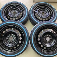 スチールホイール×ホワイトリボン 165/55R15 ヴィツァー...
