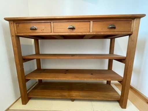 木製無垢3段収納チェスト