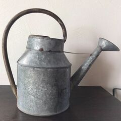 アンティーク　ブリキのジョーロ（フェイク植物付）の画像