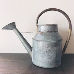 アンティーク　ブリキのジョーロ（フェイク植物付）の画像