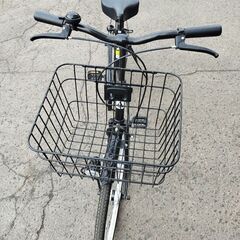シティサイクル 自転車 ブラック/黒 鍵付き チャリ 軽快車 カゴ付き 変速無し 札幌市 中央区 南12条店の画像