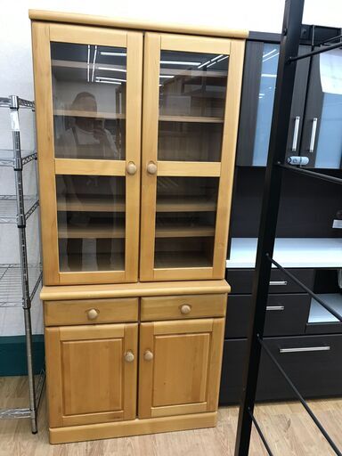 ★ジモティ割あり★ ニトリ 食器棚 薄茶 H180×W80×D46 クリーニング済み KJ4948