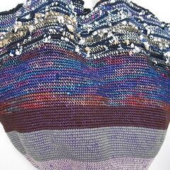 【美品】5000円で購入 ハンドメイド 大型トートバッグ 編み込みバッグ  マルチカラー 収納量たくさんの画像