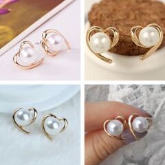 ゴールドハートパールピアス（新品）の画像
