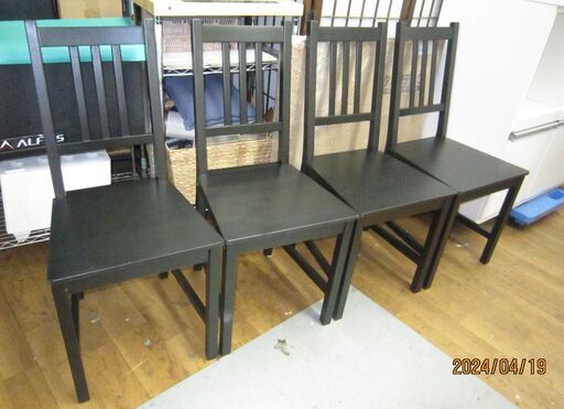 R231 IKEA STEFAN ステーファン チェア, ブラウンブラック 椅子4脚セット、Used