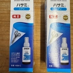 【未使用】エプソン　プリンターインクHSM-C（シアン）　２本セット