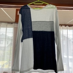 古着 ホワイト ブルー ロング Tシャツ 3L