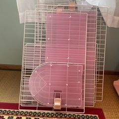 【訳アリ】猫ケージ 大きめ ピンク色 ４階建て ４段 キャットケージの画像