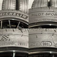 【MICHELIN PILOT SPORT4 215/45ZR17】夏タイヤ【WedsSport SA-20R 17インチ 7.5J5HPCD100+48】21年製 プリウス 86 レガシィ等　(MTG545)クレジットカード QRコード決済可能