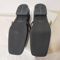 スクエアトゥメリージェーンパンプス 黒 Lの画像