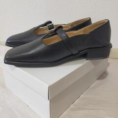 スクエアトゥメリージェーンパンプス 黒 Lの画像