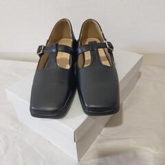 スクエアトゥメリージェーンパンプス 黒 L