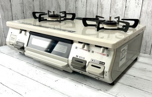 お引取り限定 美品 19年製 リンナイ 都市ガス用コンロ 2口ガステーブル KGM64BE2L 12A•13A