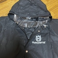 Husqvarna ハスクバーナ レインコート ブラック フード 希少 珍品の画像