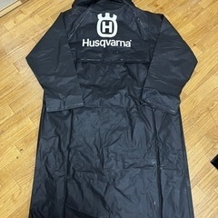 Husqvarna ハスクバーナ レインコート ブラック フード 希少 珍品の画像