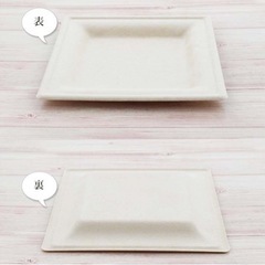 紙皿 使い捨て スクエアプレート 使い捨て 30枚 20cm 無漂白 耐水・耐油加工で染みにくい レンジ対応  の画像