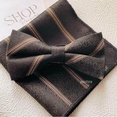 【蝶ネクタイ　チーフ　2点セット】結婚式お色直しスーツタキシードおしゃれの画像