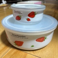 【新品】円形いちご柄ホーロー？タッパー２セット