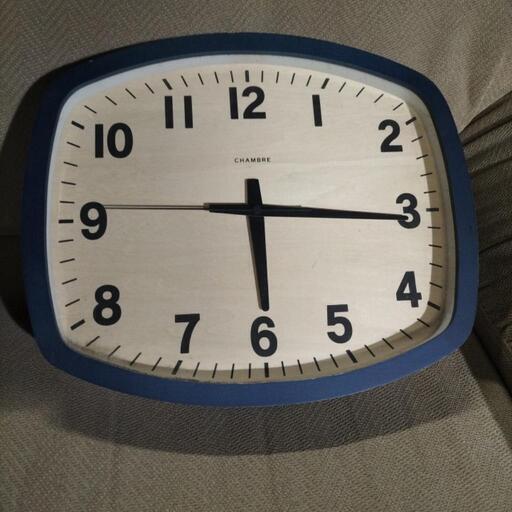 シャンブル掛け時計　R-SQUARE CLOCK CH-028NAVY　ブルー　電波時計