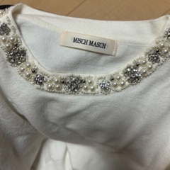 値下げ！ビジューパールセーター　M ホワイト MISCH MASCHの画像