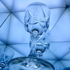 クリスタルカット 2客　ワイングラス 切子の画像