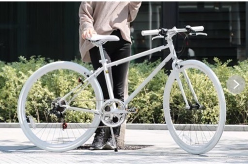 自転車 クロスバイク　白　着脱式泥除け付