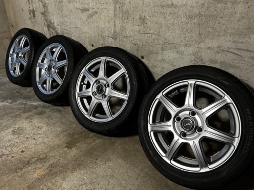 軽自動車 14インチ アルミホイール タイヤ バリ溝 セット4.5J +45 PCD 100 4H 165/55R14 2022年製