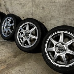 軽自動車 14インチ アルミホイール タイヤ バリ溝 セット4.5J +45 PCD 100 4H 165/55R14 2022年製の画像