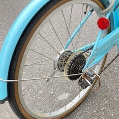 購入者決定　自転車　22インチ　6段ギア付き　水色の画像