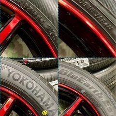 「商談中」㉚155/65R14新品ヨコハマタイヤ4本と中古ホイールとナット付きの画像