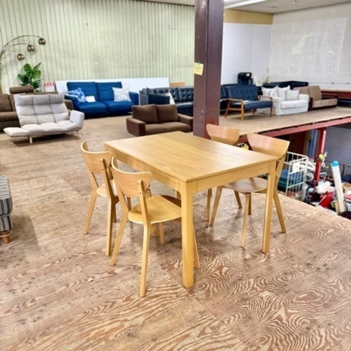 ?激安‼️ IKEA ダイニングテーブルセット テーブル チェア 伸長式 5点セット ナチュラル 北欧系 ?R160