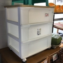 ●販売終了●3段ウッドトップチェスト　プラケース　中古品　※天板傷み有