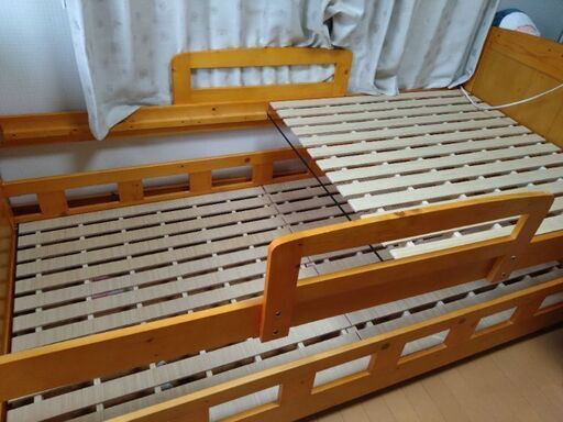 掲載5/15日まで。取引決まればお渡しは後日可。引き出しタイプ2人用ベッド　シングル2台