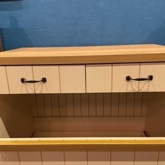 最終価格カリーナシリーズ　フレンチカントリー風キッチンカウンター トロッコ収納付き　棚の画像